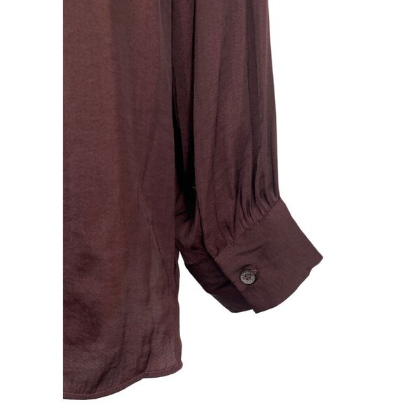 Vince Camuto Stud V-Neck Tunic Blouse Large Burgundy Beaded Long Sleeve NWT New - Picture 7 of 9